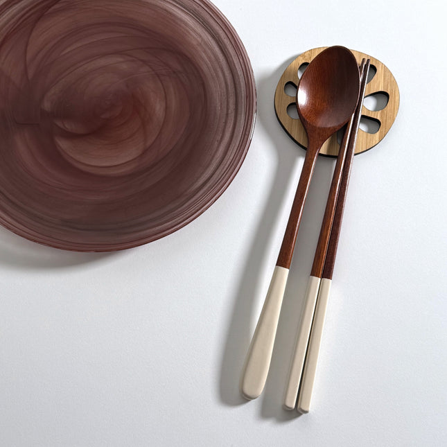 Wood Pastel Spoon&Chopstick Set
